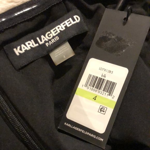 Karl Lagerfeld Black Halter Mini Dress, Black Slit - Picture 8 of 16